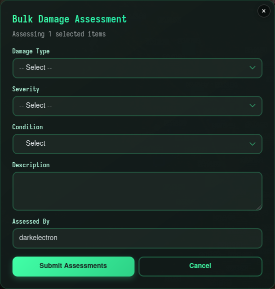 Several features selected for a bulk assessment